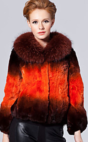 Long Sleeve Raccoon Pillow Collar Rex Rabbit Fur Casual/Office Jacket (More Colors)