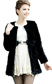 Long Sleeve Collarless Mink Fur Casual/Party Coat(More Colors)