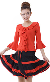 La mitad Dancewear manga viscosa Latin Dance Top y Falda Trajes Para Señoras Más colores