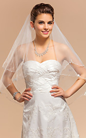 Gorgeous One-tier Fingertip Wedding Veil With Pencil Edge