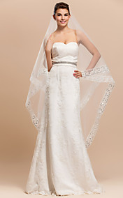 1 Layer magnifique chapelle voile de mariée en dentelle Applique bord