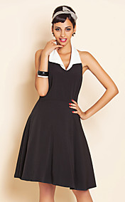 TS VINTAGE Contrast Color Halter Dress