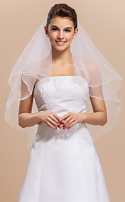 Two-tier Tulle Elbow Length Veil With Pencil Edge