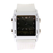  Digital + Analog Dual-Time Mens Wrist Watch with Weekday Display - White (2*CR1120)