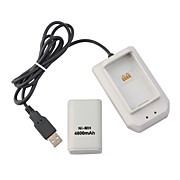  4-in-1 Charging Kit: Battery Controller Extension Cable + Battery Charger for Xbox 360 (White)