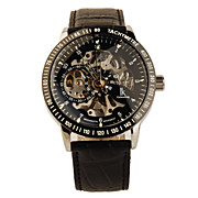 Colouring Leather Band Mechanical Self-winding Wrist Watch with Luminous Hand Black