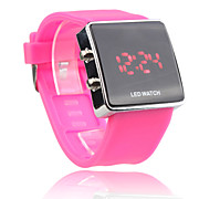  Silicone Band Women Men Unisex Jelly Sport Style Square LED Wrist Watch - Peach Red