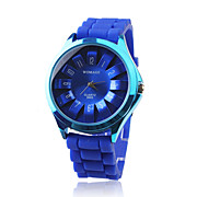  Fashionable Quartz Wrist Watch with Blue Silicone Band