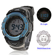  Waterproof Digital Multifunction EL Light Watch with Calendar & Alarm & Chronograph - Blue
