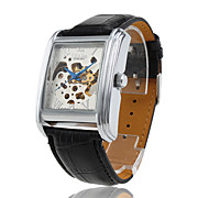  Men's Mechanical Wrist Watch with Black Leather Band