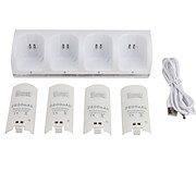  Quad USB Battery Charging Station with Rechargeable Batteries for Wii Remote
