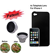  4x Telephoto Lens with Protective Back Case for iPhone 4