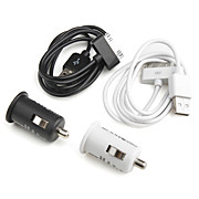  Mini Car Cigarette Charger with USB Data/Charge Cable for iPhone 4 / 4S / 3G / 3GS / iPod Series