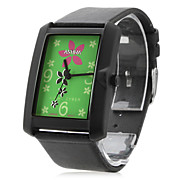  Unisex Leather Analog Quartz Wrist Watch 2354I (Black)
