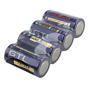  GTL LR123A 3.6V 1800mAh Rechargeable Li-ion Batteries (4-Pack, Purple)