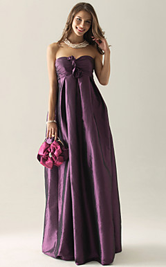 Empire Strapless Floor-length Taffeta Bridesmaid/ Wedding Party Dress