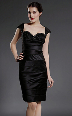 Sheath/ Column Sweetheart Knee-length Satin Mother of the Bride Dress