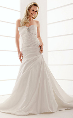 trompette / sirène sweetheart les trains tribunal taffetas robe de mariée de cristal