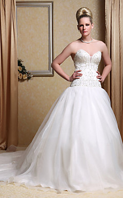 Ball Gown Strapless Chapel Train Wedding Dress