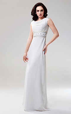 Sheath/ Column Scoop Floor-length Chiffon Evening Dress