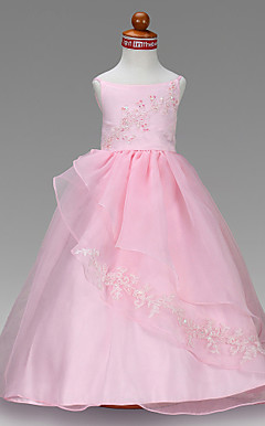 Ball Gown Bateau Floor-length Satin Flower Girl Dress