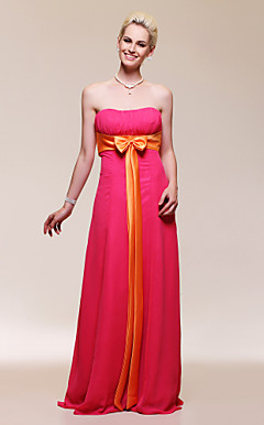 Sheath/ Column Strapless Floor-length Chiffon Bridesmaid/ Evening Dress