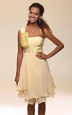 A-line One Shoulder Knee-length Chiffon Cocktail Dress