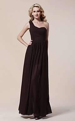 Sheath/Column One Shoulder Floor-length Chiffon Matte Satin Evening Dress