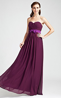 Sheath/Column Sweetheart Floor-length Chiffon Bridesmaid Dress