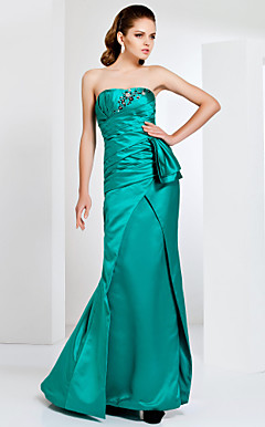 Strapless Floor-length Satin Trumpet/ Mermaid Evening Dress