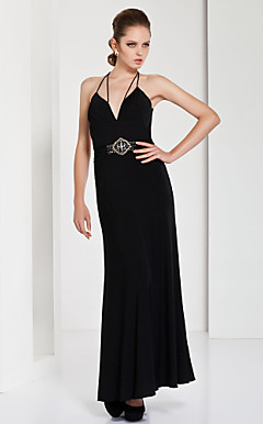 Sheath/ Column Spaghetti Straps Floor-length Jersey Evening Dress