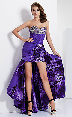A-line Sweetheart Asymmetrical Taffeta And Charmeuse Evening Dress