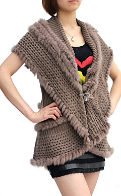 Short Sleeve Collarless Evening/ Office Rabbit Fur Vest  (More Colors)
