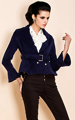 ts dubbele borst zelf riem velveteen jas blazer