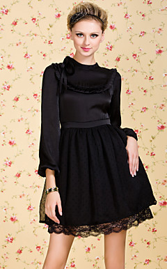 ts vintage foran folder polka dot chiffon kjole