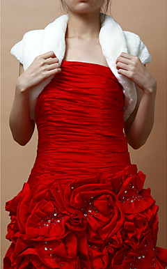 Fin Faux Fur Short Sleeve Wedding / Evening Jacket