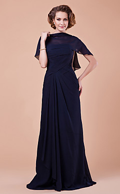 Sheath/Column Strapless Floor-length Chiffon Mother Of The Bride Dress With A Wrap