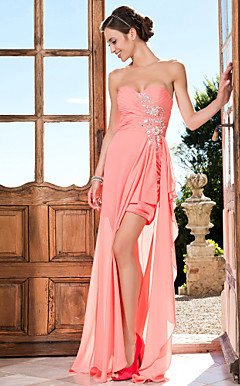 Sheath/Column Sweetheart Asymmetrical Chiffon Evening Dress