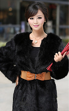 Elegant Long Sleeve Faux Fur Career/Party Coat