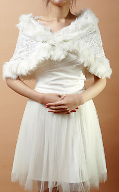 Nice Faux Fur & Lace Evening/Wedding Shawl