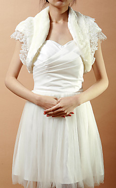 Ærmeløs Faux Fur Aften / Wedding Jacket / Wrap