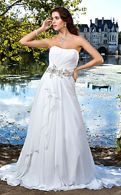 A-line Sweetheart Strapless Chiffon Wedding Dress