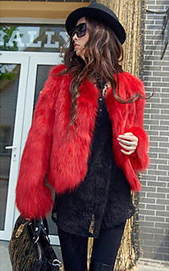 Long Sleeve Collarless Casual/Evening Faux Fur Jacket