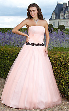 Ball Gown Strapless Floor-length Tulle Evening Dress