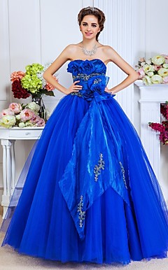 Ball Gown Sweetheart Floor-length  Satin And Tulle Evening Dress