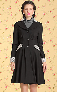 TS VINTAGE Lace Decor Pleats Wave Tweed Coat