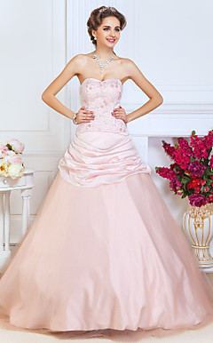 Ball Gown Sweetheart Floor-length Santin And Tulle Evening Dress