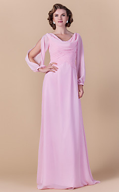 Sheath/Column Cowl Floor-length Chiffon Mother of the Bride Dress