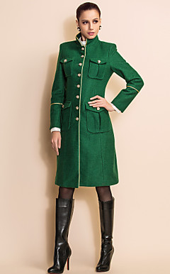 TS Military Style Metal Button Tweed Coat