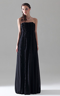 Sheath/Column Strapless Empire Floor-length Chiffon Bridesmaid Dress